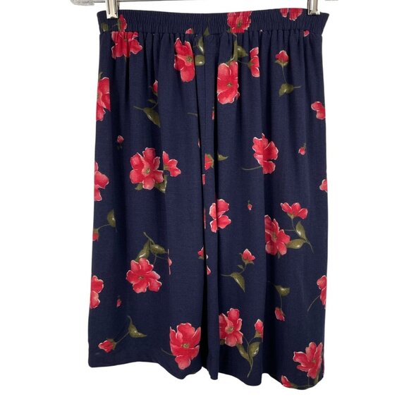 Modiano Womens Floral Pleated Skirt Size 8 Blue & Red Knee Length - Picture 4 of 8